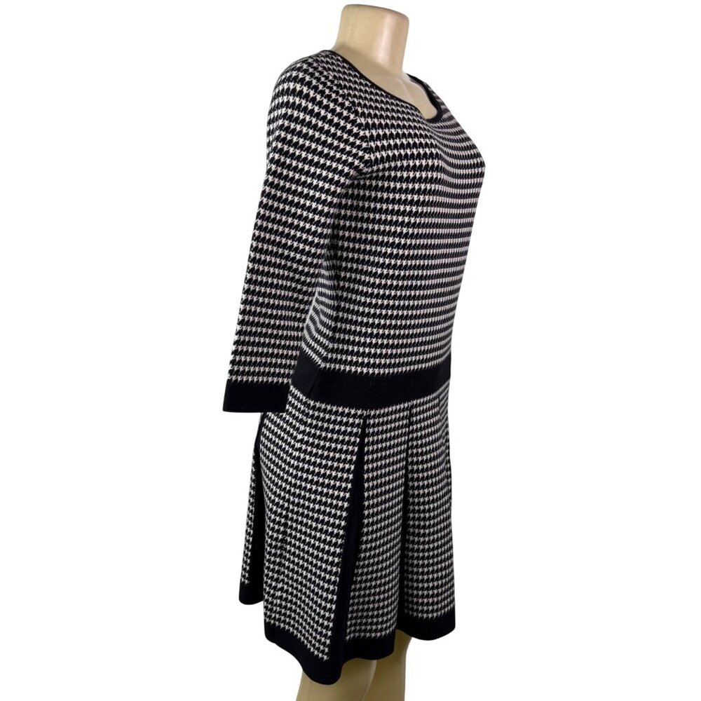 Lauren Ralph Lauren Womens Black & White Houndstooth Pleated Dress Sz M - Picture 3 of 10